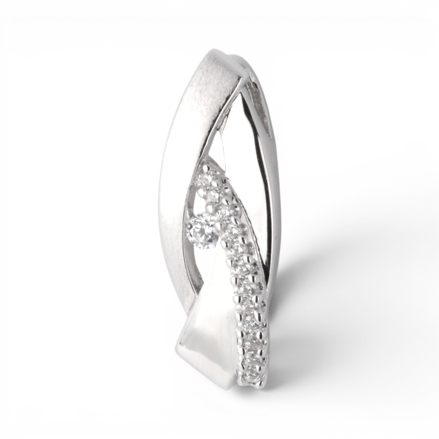 Schmidt Damen Anhänger teilmatt aus 925 Silber mit Zirkonia, 23,8x8,5mm, silberfarben