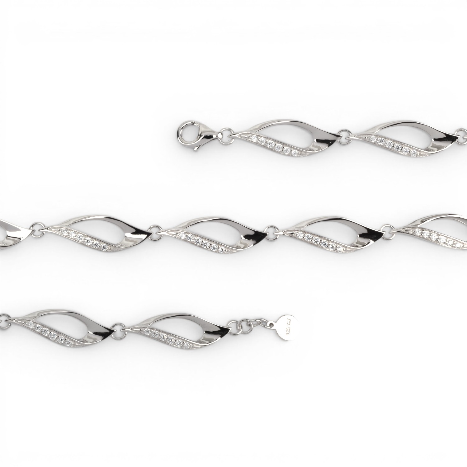 Schmidt Damen Armband aus 925 Silber mit Zirkonia, 18cm, silberfarben, 8,2mm Armschmuck