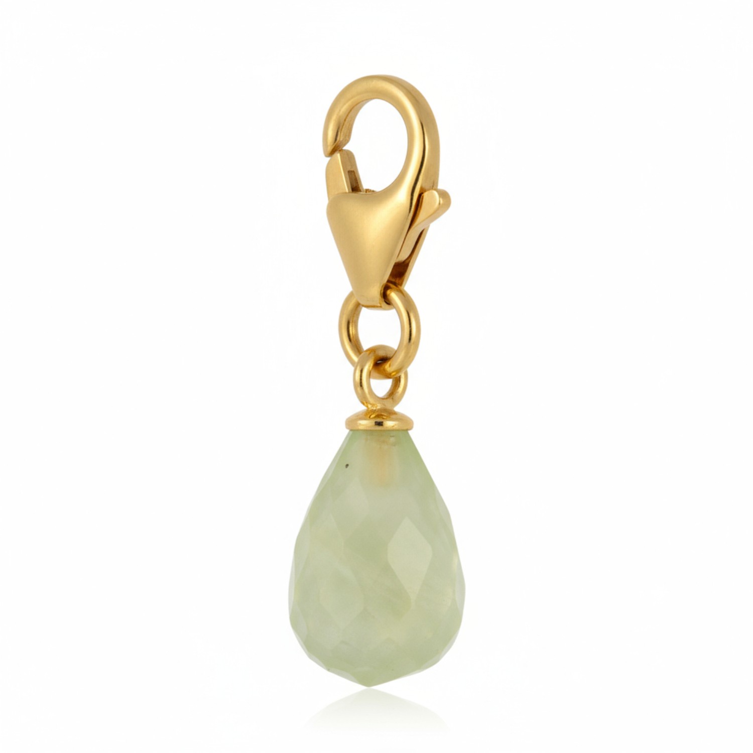 Schmidt Charmanhänger Damen aus 925 Silber vergoldet mit Prehnit, goldfarben-grün, 28x7,8mm